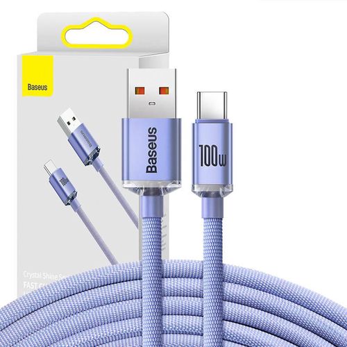 Baseus Crystal Shine cable USB to USB-C, 100W, 2m (purple), Baseus CAJY000505