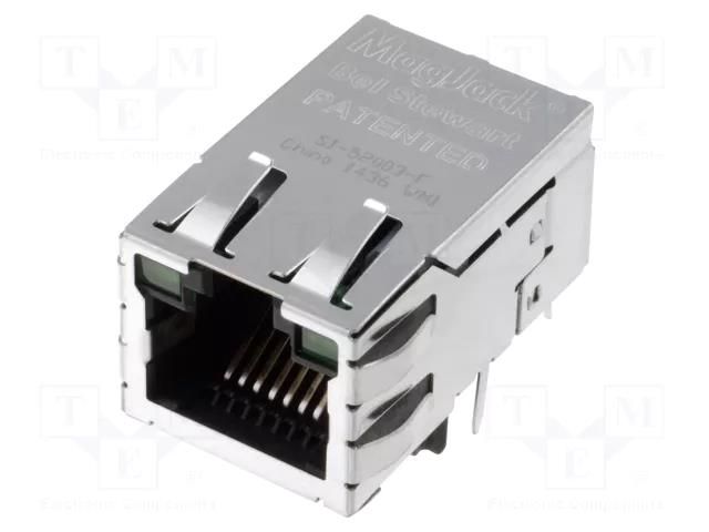 Connector: RJ45; socket; PIN: 8; shielded,PoE,with LED; 8p8c; THT BEL FUSE SI-52003-F