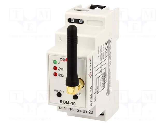 Receiver; for DIN rail mounting; 230VAC; relay NO / NC x2; 300m ZAMEL ROM-10