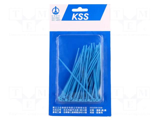 Cable tie; L: 100mm; W: 2.5mm; blue; polyamide; 78.5N; 100pcs. KSS WIRING PB100-4BE