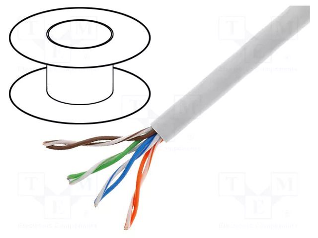 Wire; U/UTP; 4x2x26AWG; 5e; stranded; CCA; Insulation: PVC; grey GOOBAY U/UTP5E-FCCA-100