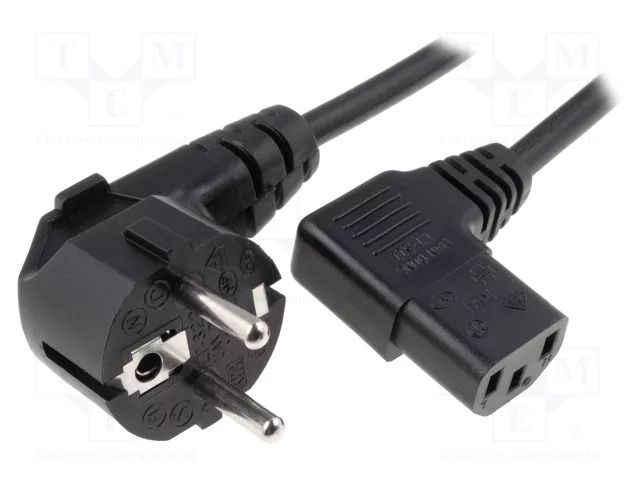 Cable; 3x1mm2; PVC; 3m; black; 10A; 250V; Core: Cu; Type: Uni-Schuko LIAN DUNG SN312-3/10/3.0B