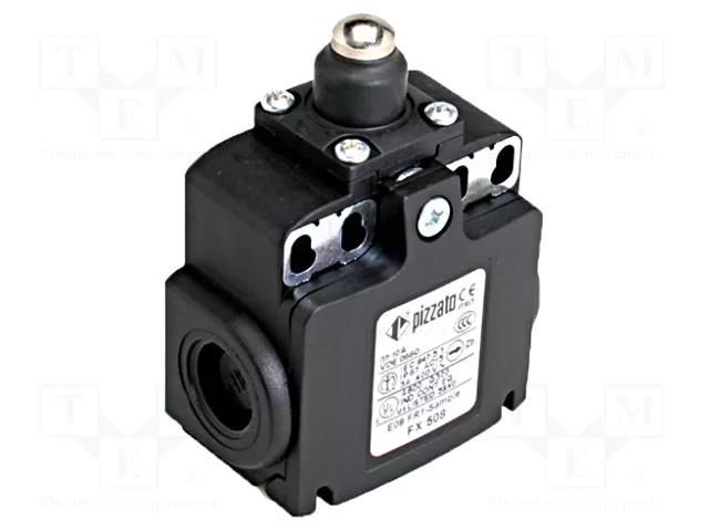 Limit switch; rubber seal,pin plunger Ø10mm; NO + NC; 10A; IP67 PIZZATO ELETTRICA FX508