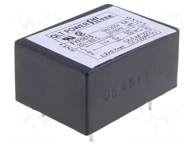 Filter: anti-interference; 250VAC; Cx: 100nF; Cy: 3.3nF; 0.7mH; THT QLT POWER FYF06T6