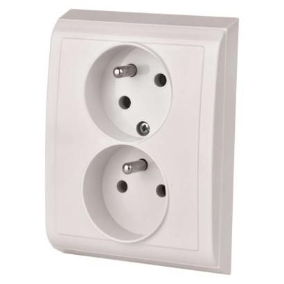 Double Socket PRAKTIK 4FN15088.901, white, Tesla Stropkov A0282 8585001539619