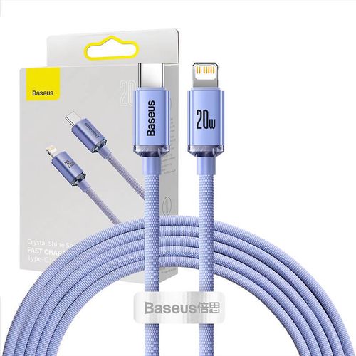 Baseus Crystal cable USB-C to Lightning, 20W, PD, 2m (violet), Baseus CAJY000305