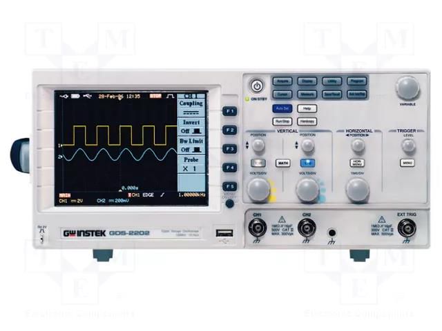 Oscilloscope: digital; DSO; Ch: 2; 200MHz; 2Mpts; LCD 8"; ≤1.7ns GW INSTEK GDS-2202A