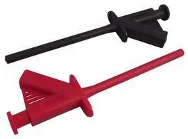 TEST CLIP SET, 1 POS, 1KV, 10A, BLK/RED 5911B