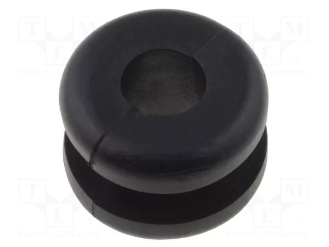 Grommet; Ømount.hole: 6.4mm; Øhole: 4mm; PVC; black; -30÷60°C HELLERMANNTYTON HV1201B-PVC-BK-N1