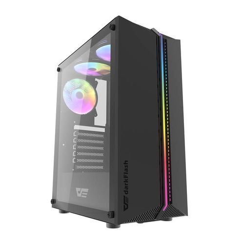 Darkflash DK151 LED computer case (black) + 3 RGB fans, Darkflash DK151 Black