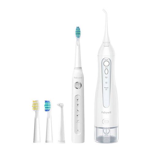 Sonic toothbrush with tip set and water fosser FairyWill FW-507+FW-5020E (white), FairyWill FW-5020E+ FW-507 whi