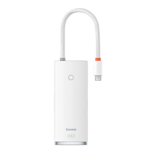 Baseus Lite Series Hub 6w1 USB-C to 2x USB 3.0 + USB-C PD + HDMI + SD/TF (white), Baseus WKQX050102