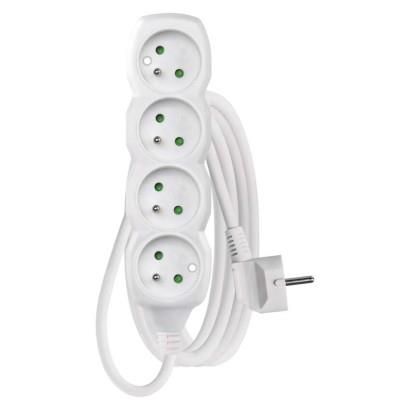 Extension Cord 2 m / 4 sockets / white / PVC / 1 mm2, EMOS P0412 8595025301222