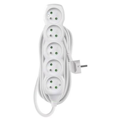 Extension Cord 10 m / 5 sockets / white / PVC / 1 mm2, EMOS P0510 8595025301116