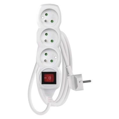 Extension Cord 1.2 m / 3 sockets / switch / white / PVC / 1 mm2, EMOS P1311 8592920006559