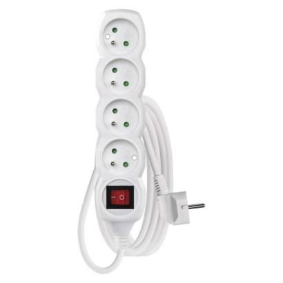 Extension Cord 3 m / 4 sockets / switch / white / PVC / 1 mm2, EMOS P1413 8595025301505