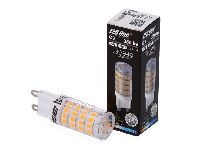 Светодиодная лампа G9, 230V, 4W, SMD2835, 350lm, тёплый белый  2700K, LED line 245480 5901583245480