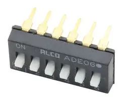 DIP SW, 6CKT, SPST, 0.1A/24VDC, TH 1825360-4