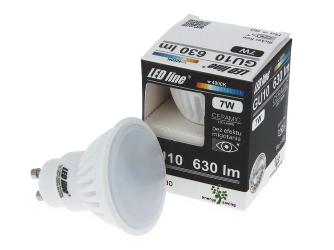 LED lamp GU10, 7W, 170-250V, 630lm, 4000K neutraalne valge, keraamik, LED line 247620 5901583247620