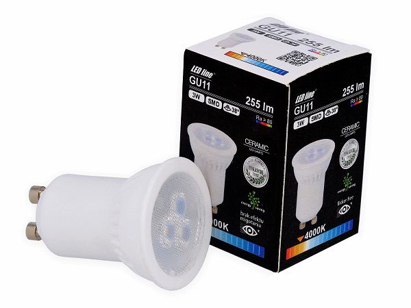 LED spotlight GU11 230V 3W 255lm 38° neutral white, ceremic, LED line 248115 5901583248115