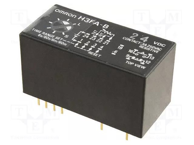 Timer; 0,6s÷60min; SPST-NO + SPST-NC; 250VAC/3A; 24VDC; PCB OMRON H3FA-B-24VDC