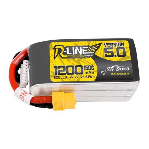 Battery Tattu R-Line 5.0 1200mAh 22.2V 150C 6S1P XT60, Tattu TAA12006S15X6