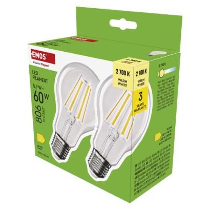 LED Bulb Filament A60 / E27 / 5.9 W (60 W) / 806 lm / Warm white, EMOS ZF5D42.2 8592920130049