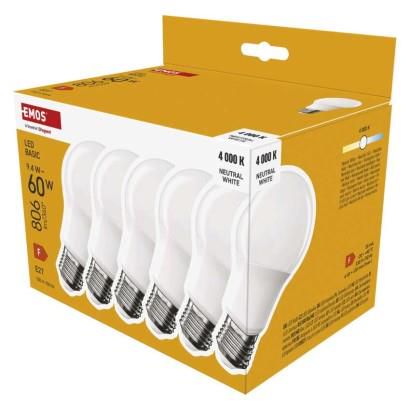 LED Bulb Basic A60 / E27 / 9.4 W (60 W) / 806 lm / Neutral White, EMOS ZL5F43.6 8592920134313