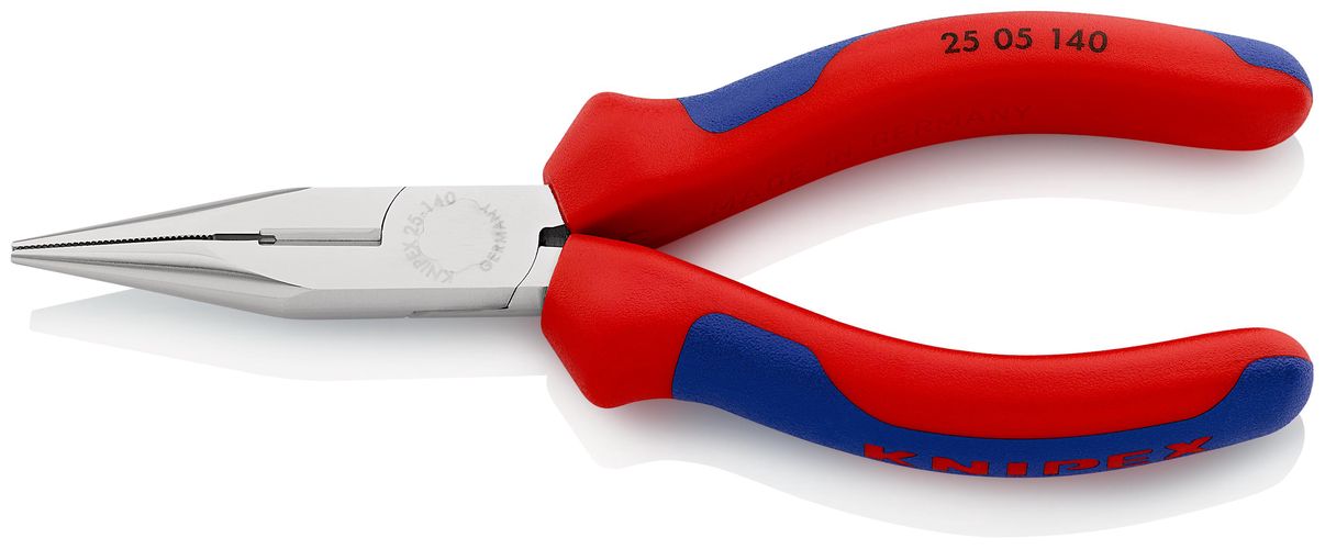 KNIPEX 25 05 140 Snipe Nose Side Cutting Pliers (Radio Pliers) with multicomponent handles chrome-plated 140 mm 25 05 140 4003773035015