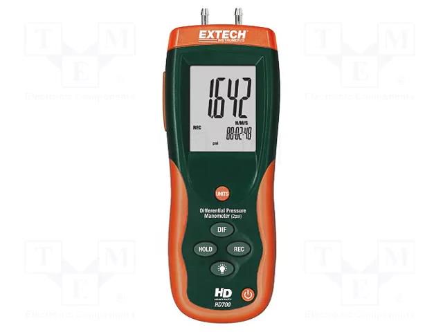 Manometer; 0.001÷2psi; LCD; Meas.accur: ±0,3%; Interface: USB EXTECH HD700