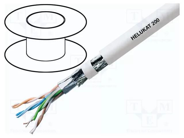 Wire; HELUKAT® 200,SF/UTP; 4x2x24AWG; 5e; wire; Cu; PVC; grey; 100m HELUKABEL HELUKAT200-SFTP-SP