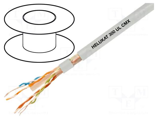 Wire; HELUKAT® 300,U/UTP; 4x2x24AWG; 6; wire; Cu; PVC; grey; 305m HELUKABEL HELUKAT300-UTP-SP