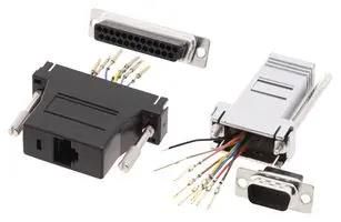 MOD ADAPTOR, 9POS D SUB RCPT-RJ45 JACK DA9-SMJ8-M-K-RC