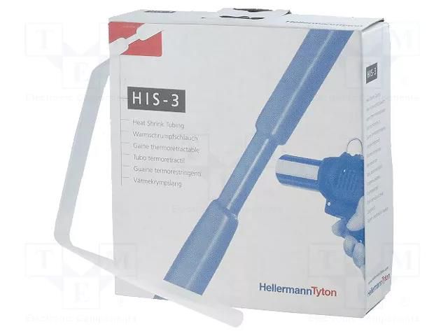 Heat shrink sleeve; 3: 1; 12mm; L: 5m; transparent; reel HELLERMANNTYTON HIS-3-12/4TR