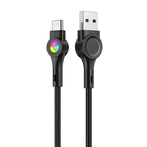 USB to USB-C cable VFAN Colorful X08, 3A, 1.2m (black), Vipfan X08TC