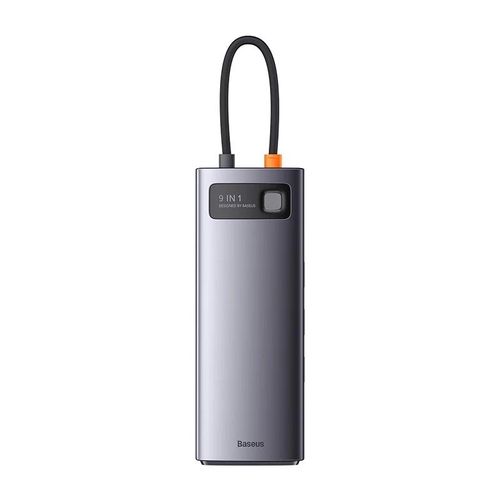 Hub 9in1 Baseus Metal Gleam Series, USB-C to 2x USB 3.0 + 2x HDMI + USB 2.0 + USB-C PD + Ethernet RJ45 + microSD/SD, Baseus WKWG060013