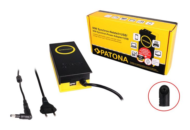 PATONA 90W Synchron Adapter 4,7x1,7x10mm 19,5V incl. USB Output 2,1A, PATONA 2628 4055655177245