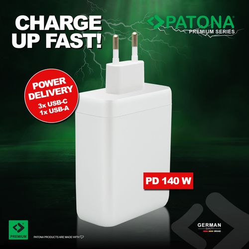PATONA Premium PD140W 3xUSB-C 1xUSB-A Adapter white PD3.0 QC3.0, PATONA 2648 4055655240338