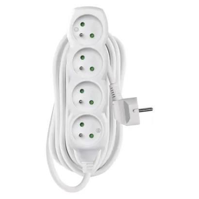 Extension Cord 7 m / 4 sockets / white / PVC / 1 mm2, EMOS P0417 8595025302281