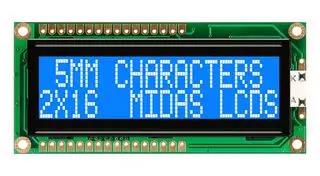 DISPLAY, ALPHANUMERIC, 16X2, WHITE MC21605G6WD-BNMLW-V2