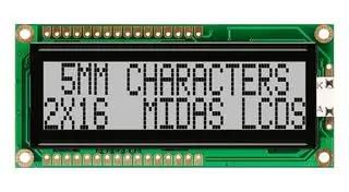 DISPLAY, ALPHANUMERIC, 16X2, NOBACKLIGHT MC21605G6W-GPR-V2
