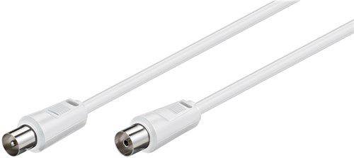 Antenna Cable (<70 dB), Double Shielded, 1.5 m, white - coaxial plug > coaxial socket 27002