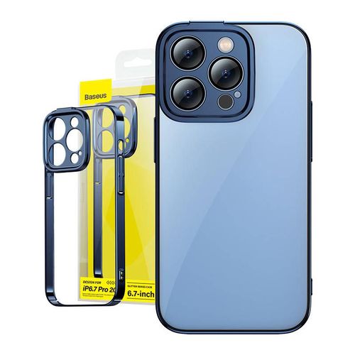 Baseus Glitter Transparent Case and Tempered Glass set for iPhone 14 Pro Max (blue), Baseus ARMC021503