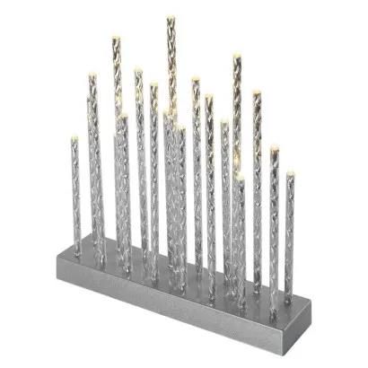 LED candlestick, silver, 28.5 cm, 3x AA, indoor, warm white, timer, EMOS DCAW02 8592920093238