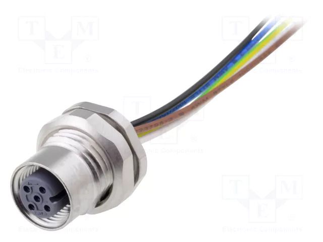Connector: M12; socket; PIN: 5; female; cables; 0.5m CONEC 43-01004