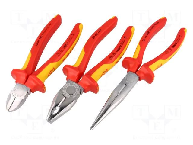 Kit: pliers; insulated; 1kVAC; cardboard packaging; 3pcs. KNIPEX KNP.002012