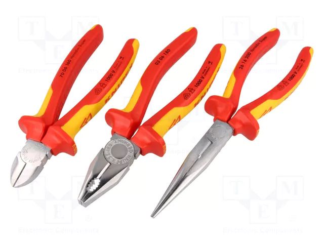Tools set: pliers; cardboard packaging; insulated; 1kVAC; 3pcs. KNIPEX KNP.002012