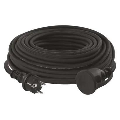 Extension Cord 30 m / 1 socket / black / rubber-neoprene / 250 V / 1.5 mm2, EMOS P01830 8592920011072