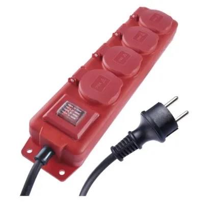 Extension Cord 5 m / 4 sockets / switch / black–red / rubber-neoprene / 1.5 mm2, EMOS P14251 8592920076552