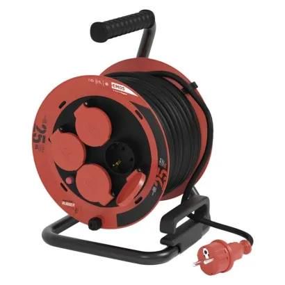 Rubber Extension Cord Reel – 4 sockets, 25m, 1,0mm2 SCHUKO, EMOS P082251 8592920136379